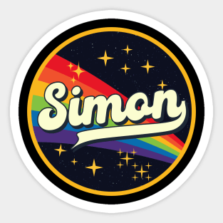 Simon // Rainbow In Space Vintage Style Sticker